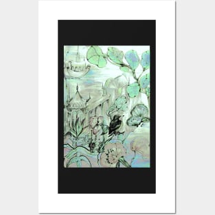ART POSTER DECO PAGODA DESIGN ORIENTAL FLOWERS BIRD ASIAN PRINT Posters and Art